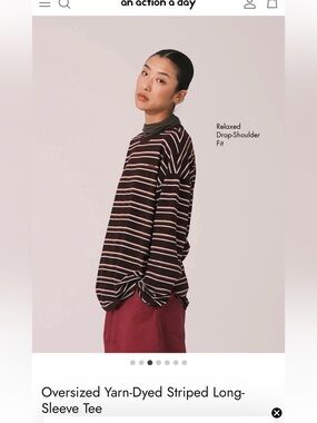 an action a day Oversized Yarn-Dyed Striped Long-Sleeve Tee